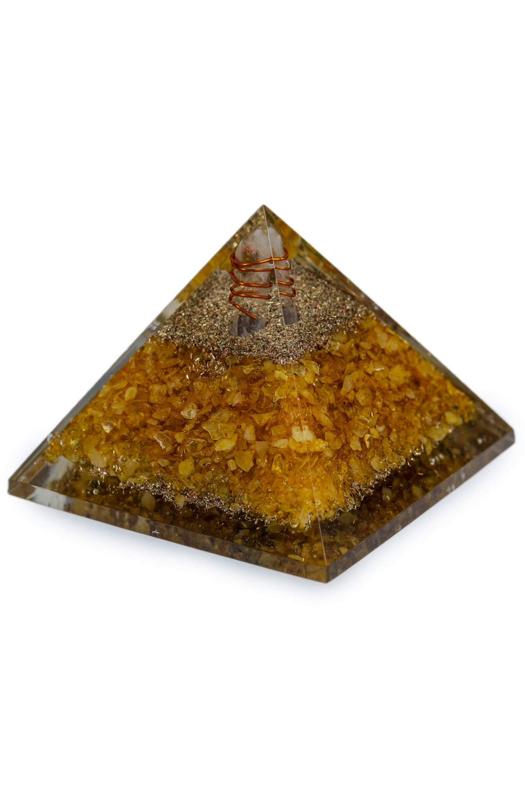 STUDIO VAIDIK Citrine Orgonite Pyramid Decorative Showpiece