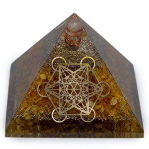STUDIO VAIDIK Citrine Orgonite Pyramid Decorative Showpiece