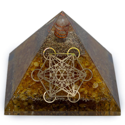 STUDIO VAIDIK Citrine Orgonite Pyramid Decorative Showpiece