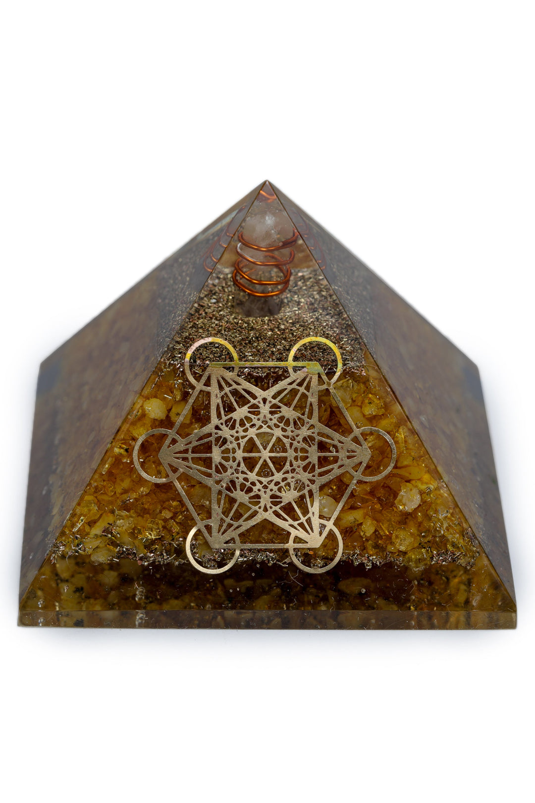 STUDIO VAIDIK Citrine Orgonite Pyramid Decorative Showpiece