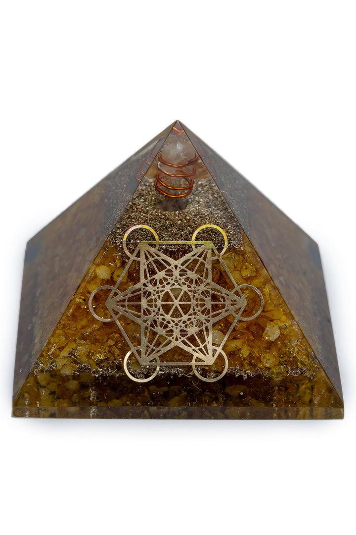 STUDIO VAIDIK Citrine Orgonite Pyramid Decorative Showpiece