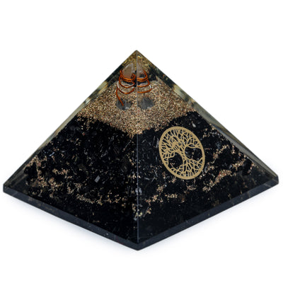 Black Tourmaline Orgonite Pyramid Decorative Showpiece
