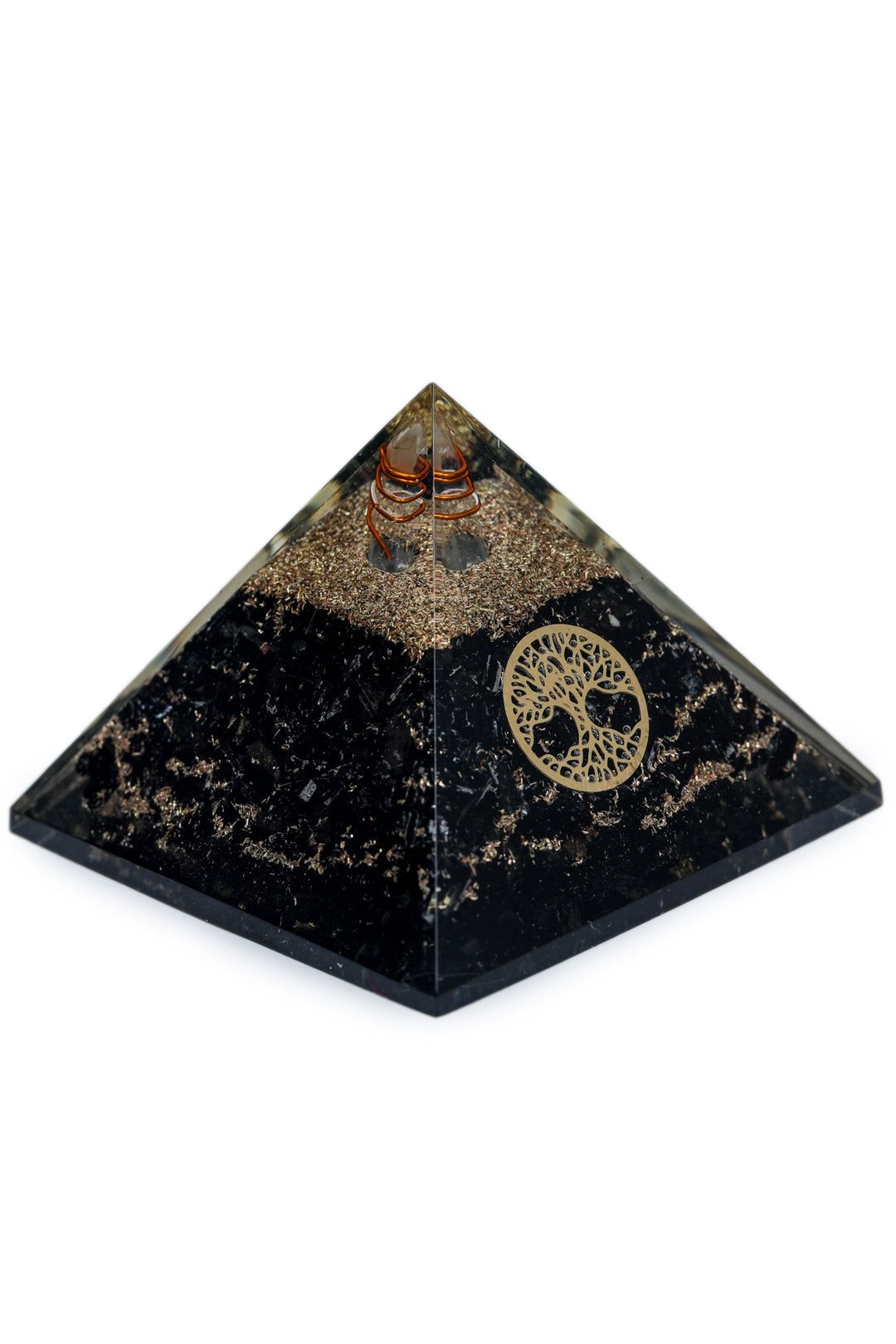 Black Tourmaline Orgonite Pyramid Decorative Showpiece