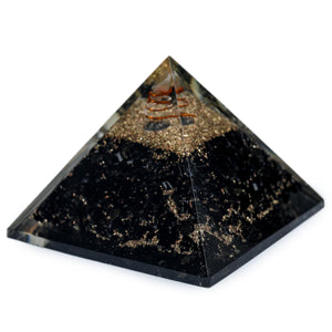 Black Tourmaline Orgonite Pyramid Decorative Showpiece