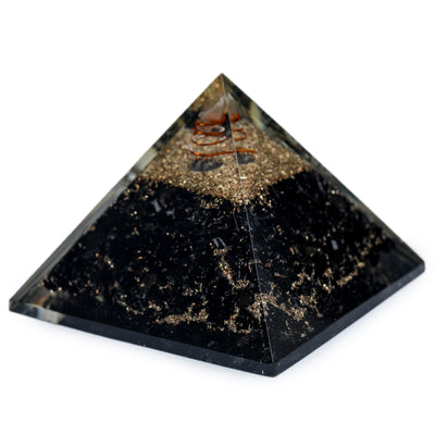Black Tourmaline Orgonite Pyramid Decorative Showpiece
