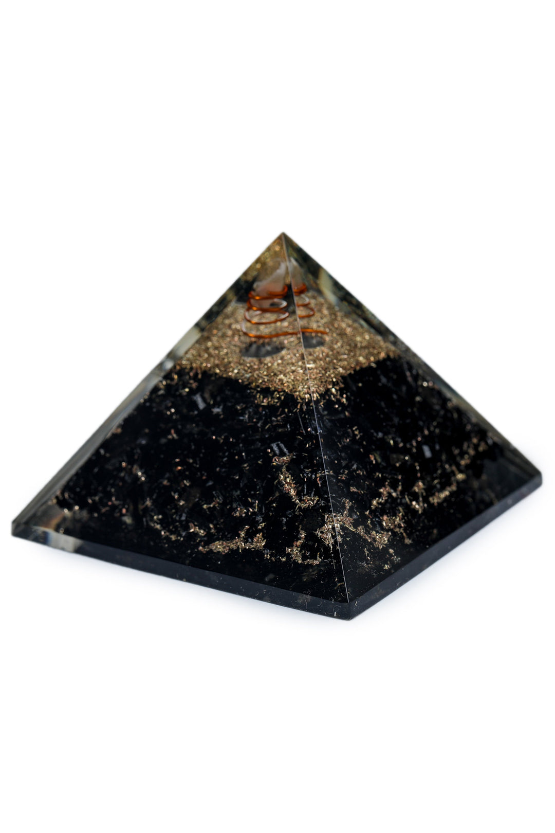 Black Tourmaline Orgonite Pyramid Decorative Showpiece