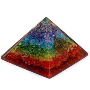 Seven Chakra Orgonite Pyramid for Positivity Vastu Decorative Showpiece