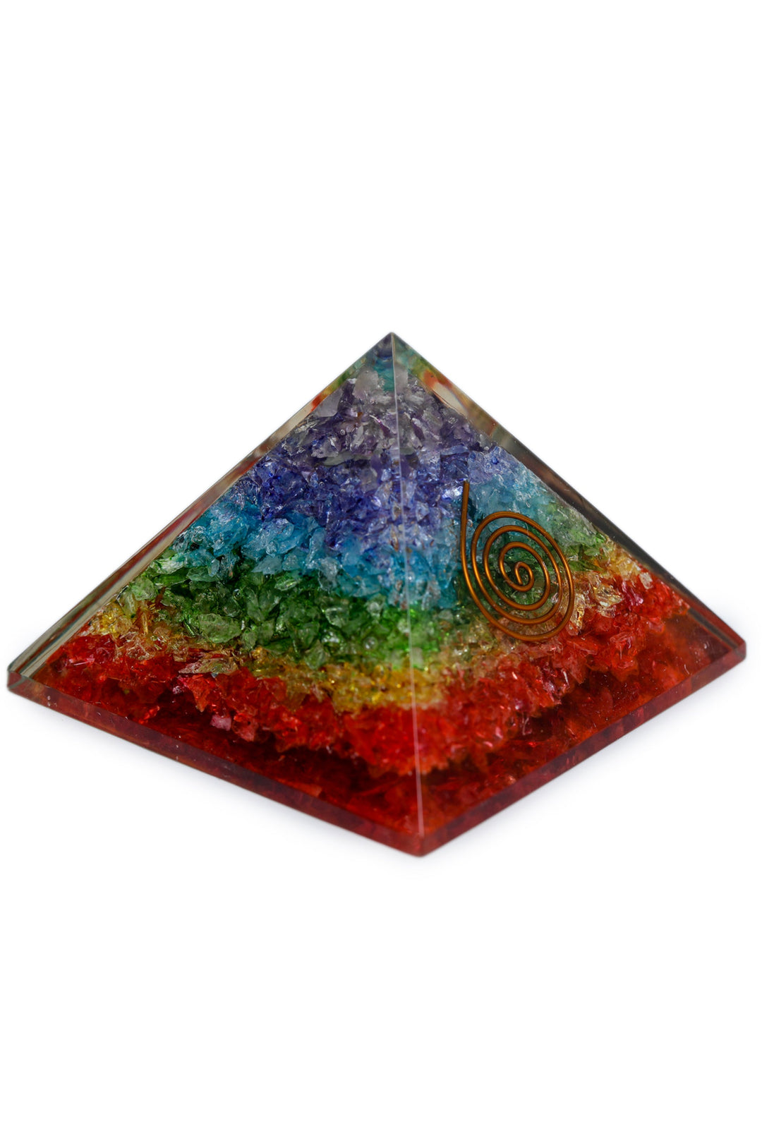 Seven Chakra Orgonite Pyramid for Positivity Vastu Decorative Showpiece