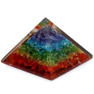 Seven Chakra Orgonite Pyramid for Positivity Vastu Decorative Showpiece