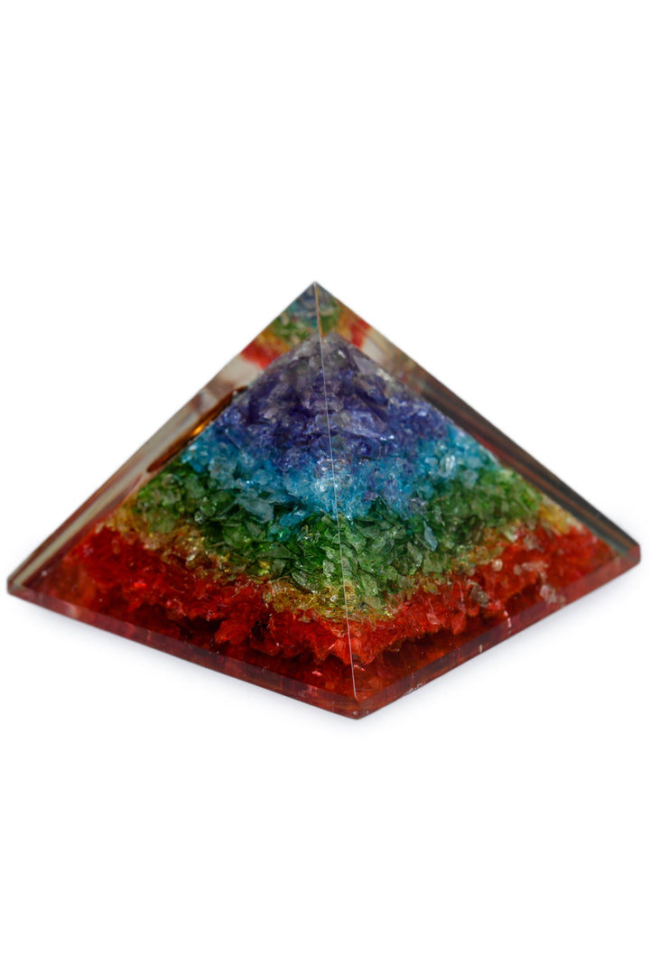 Seven Chakra Orgonite Pyramid for Positivity Vastu Decorative Showpiece