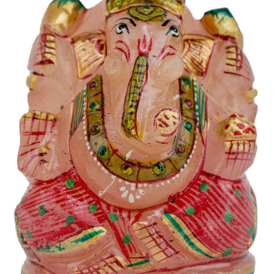 Rose Quartz Ganpati Made by Real Crystal