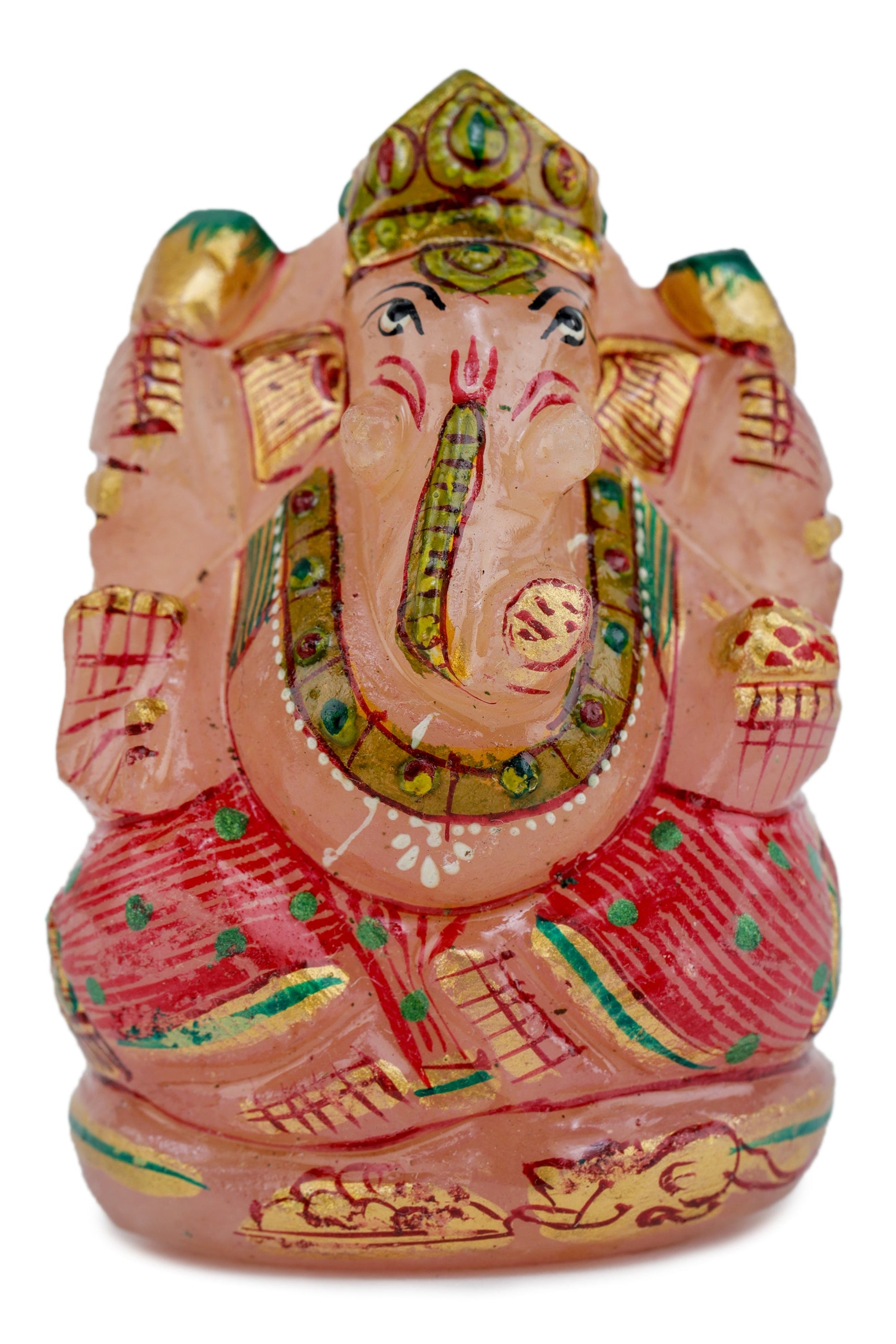 Rose Quartz Ganpati Made by Real Crystal