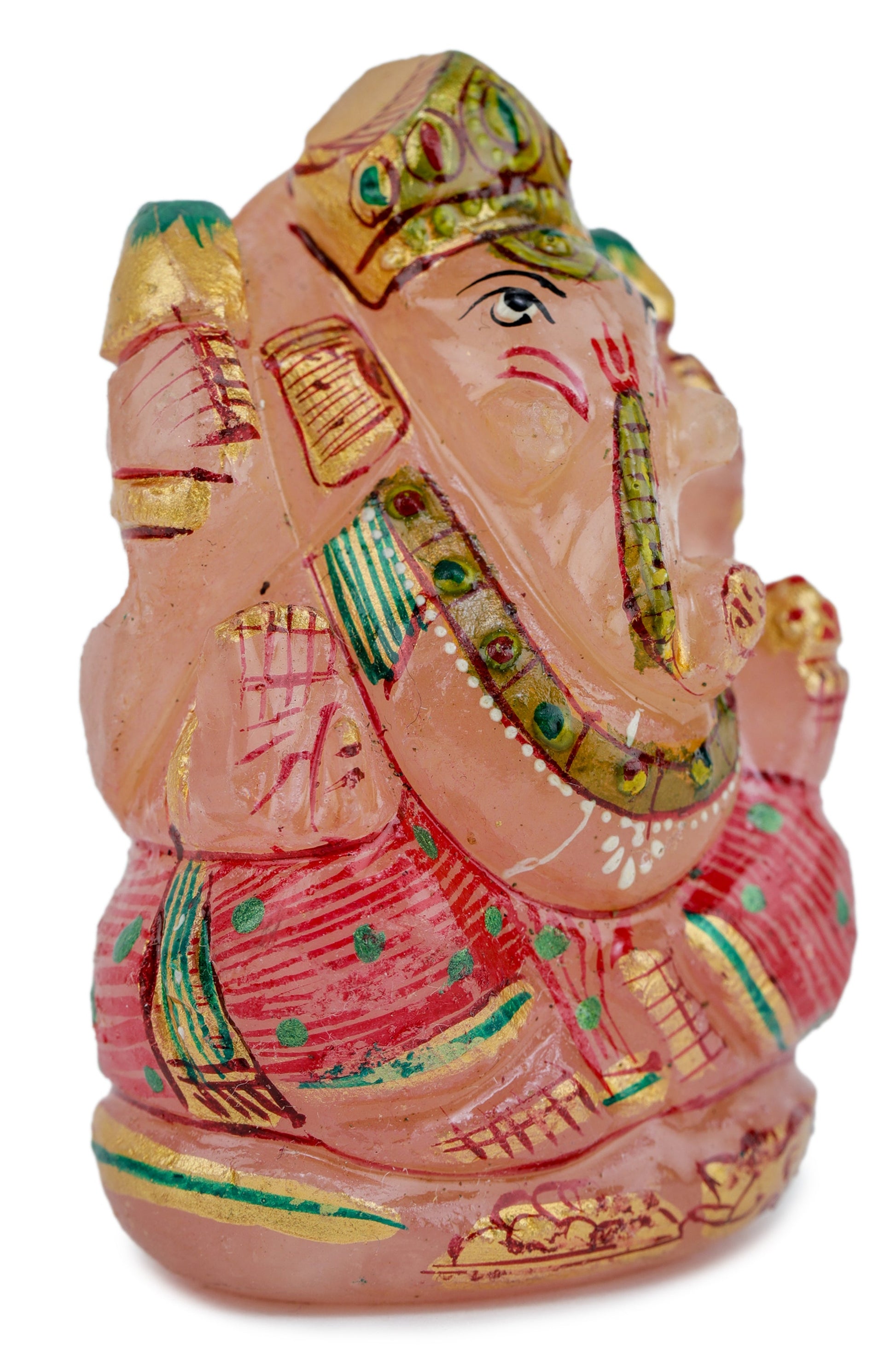 Rose Quartz Ganpati Made by Real Crystal