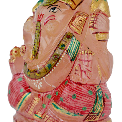Rose Quartz Ganpati Made by Real Crystal