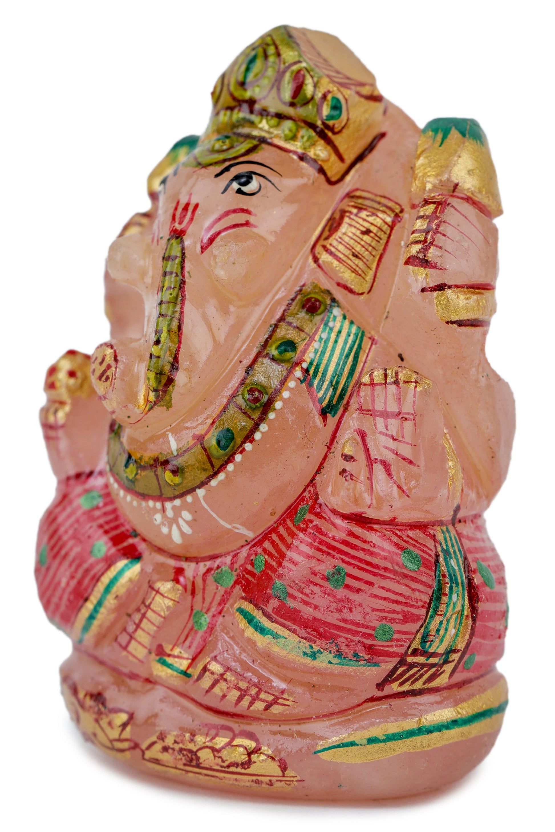 Rose Quartz Ganpati Made by Real Crystal
