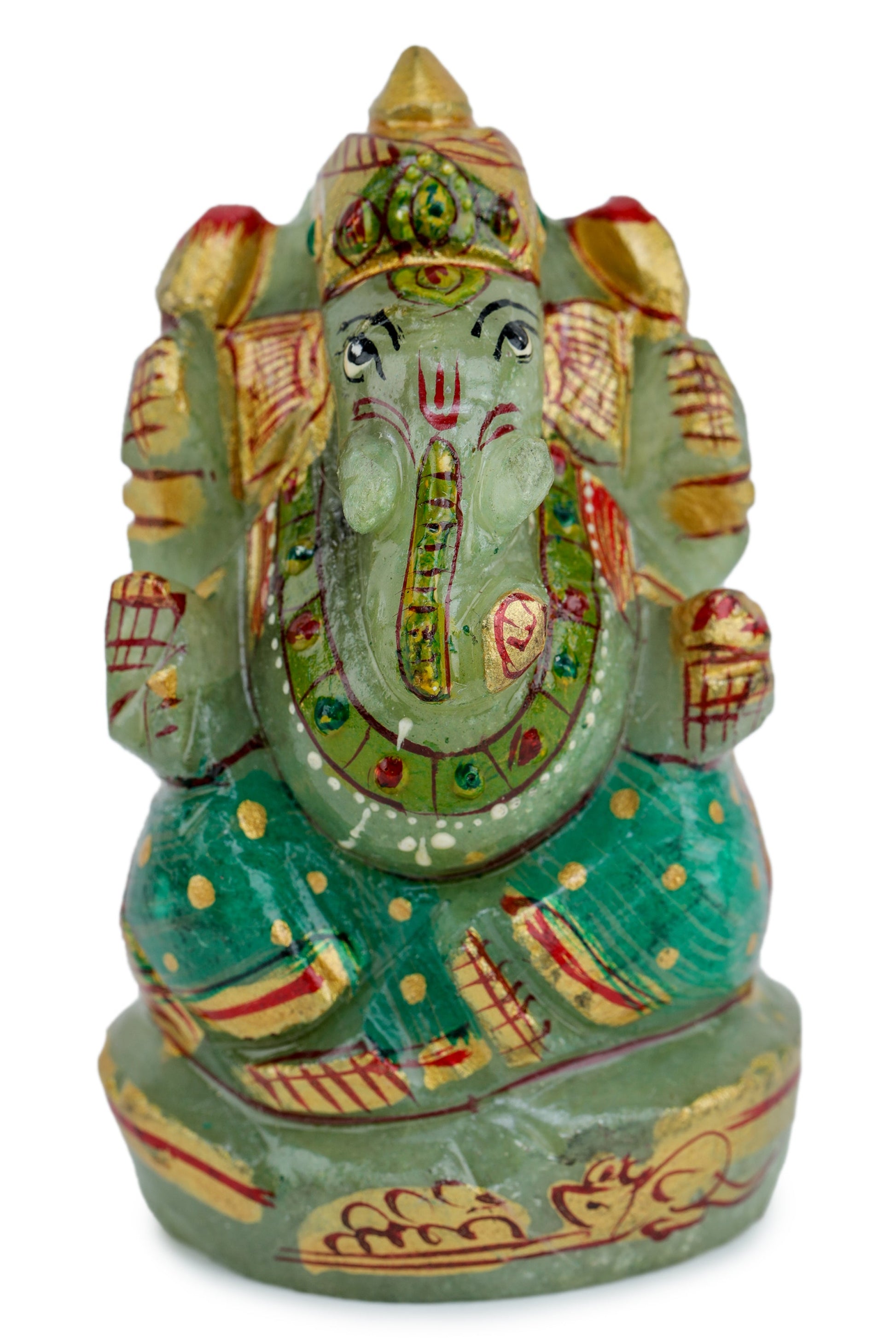 Green Jade Ganpati Made by Real Crystal