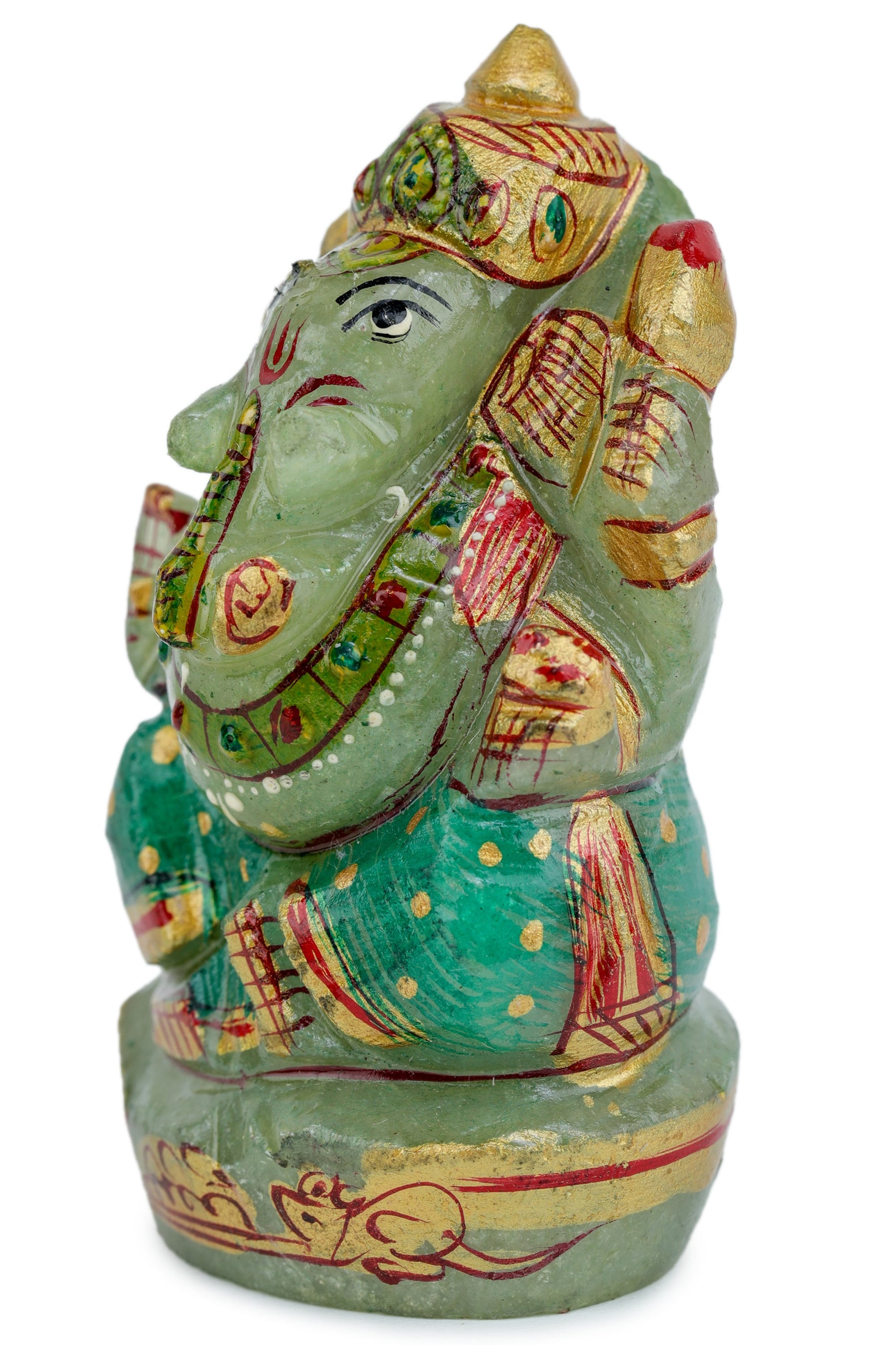 Green Jade Ganpati Made by Real Crystal