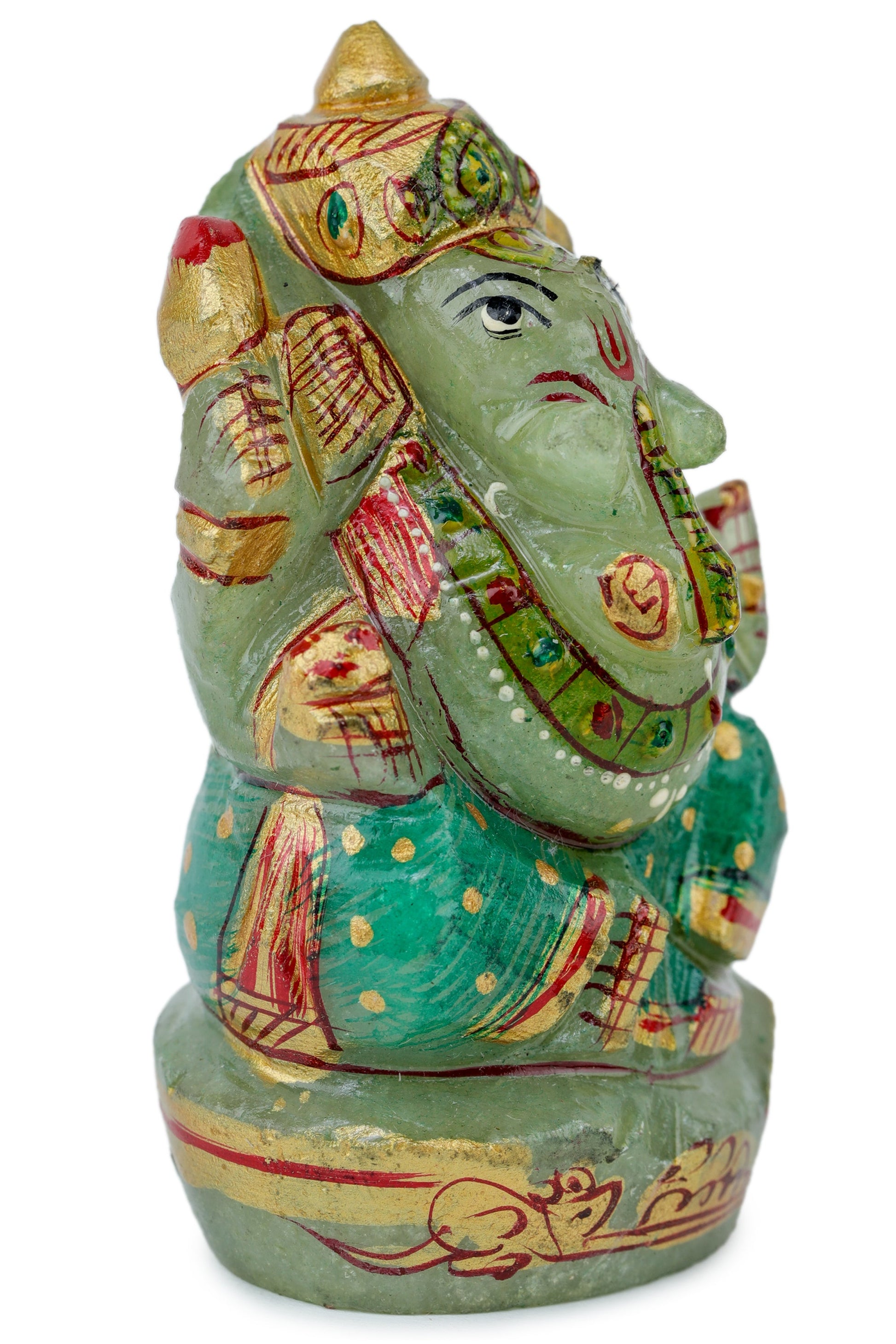 Green Jade Ganpati Made by Real Crystal