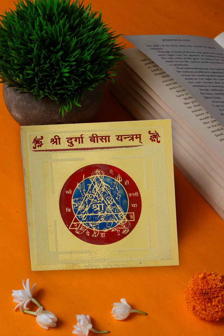 Studio Vaidik Durga Bisa Yantra (Tamrapatra, gold plated)