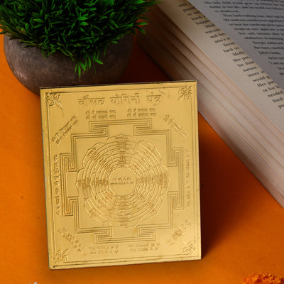 Studio Vaidik Chaunsath Yogini Yantra (Tamrapatra, gold plated, heavy quality)