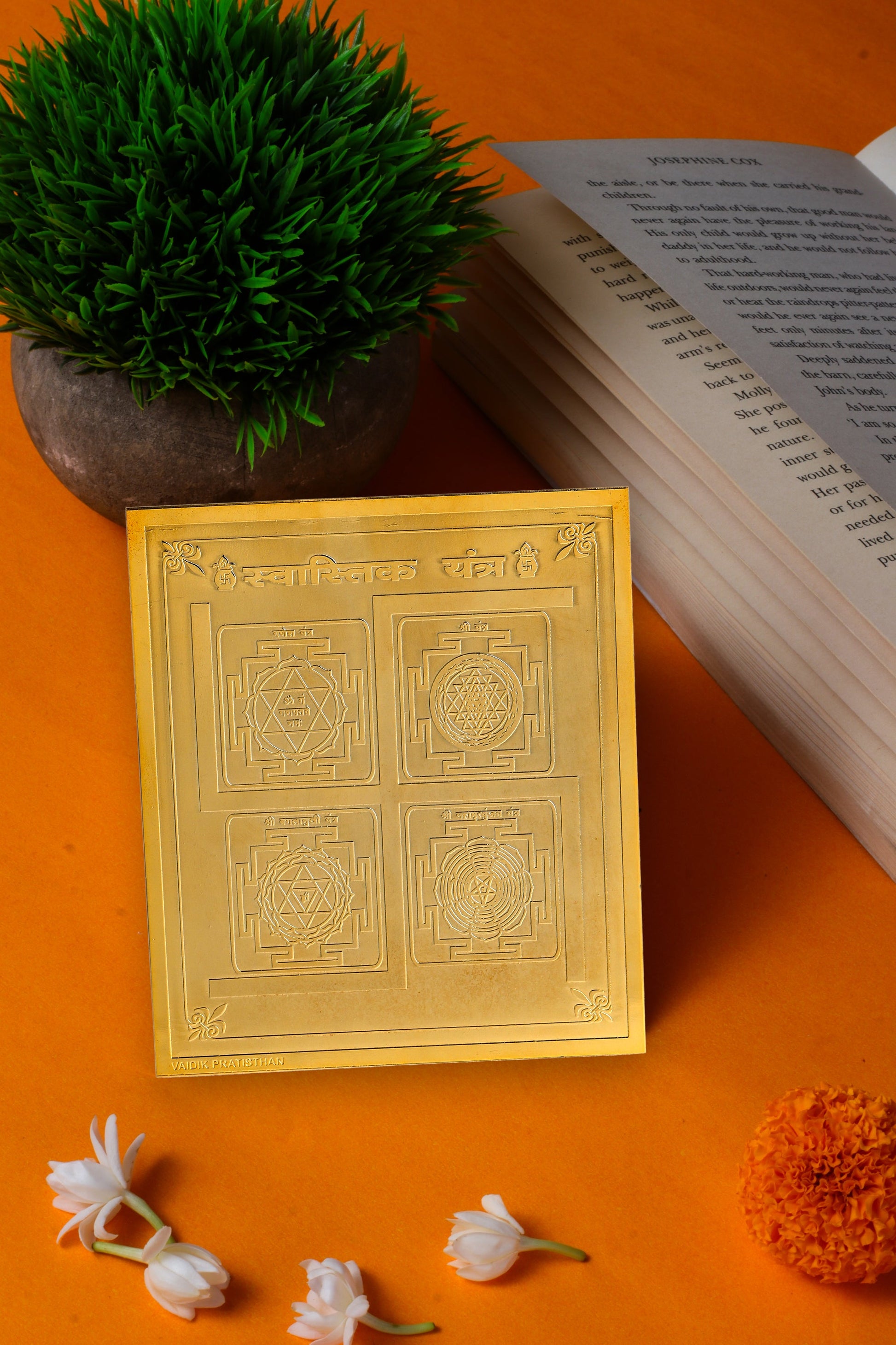Studio Vaidik Swastik Yantra (Tamrapatra, gold plated)