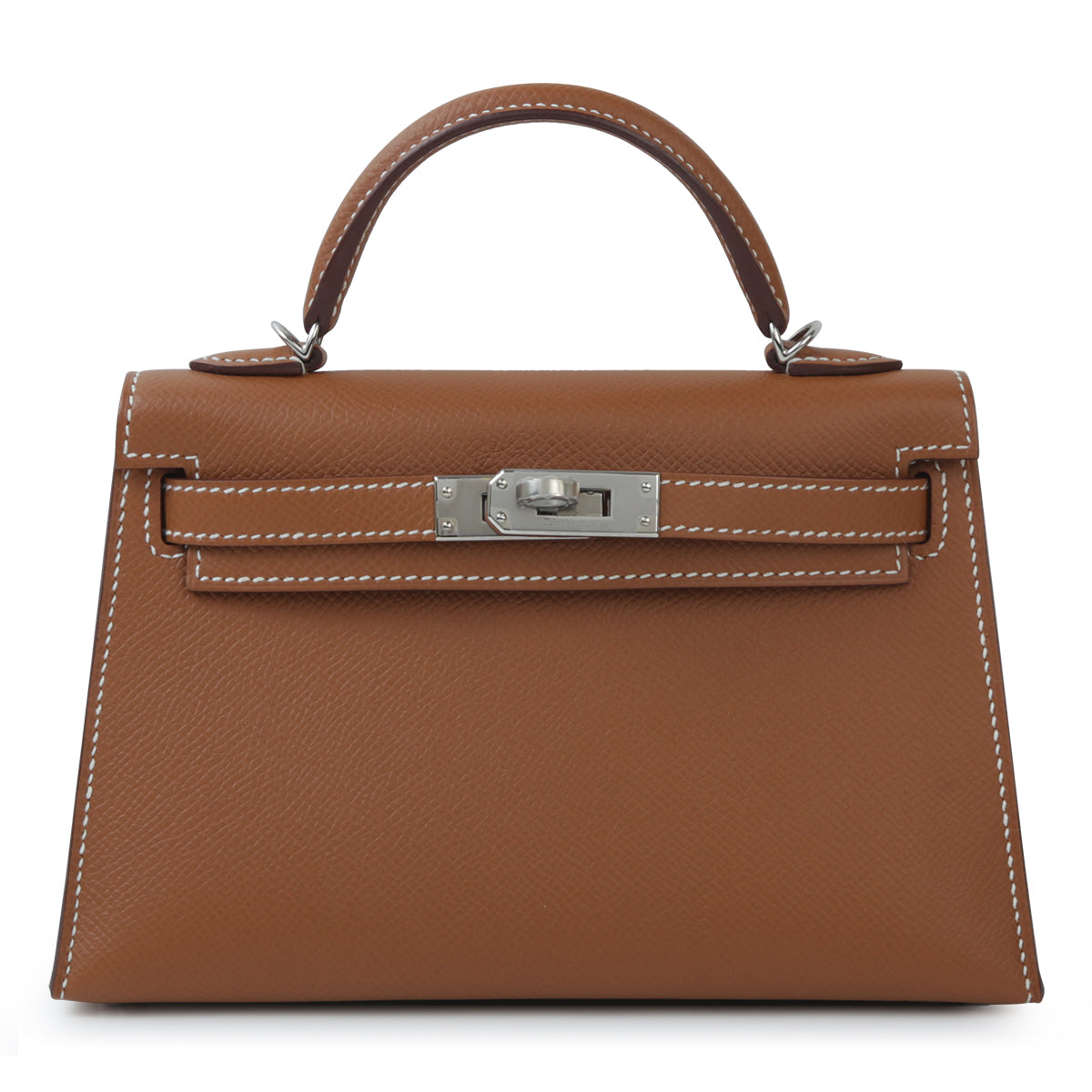 HERMES Mini Kelly II handbag in Gold Epsom leather with Palladium hardware