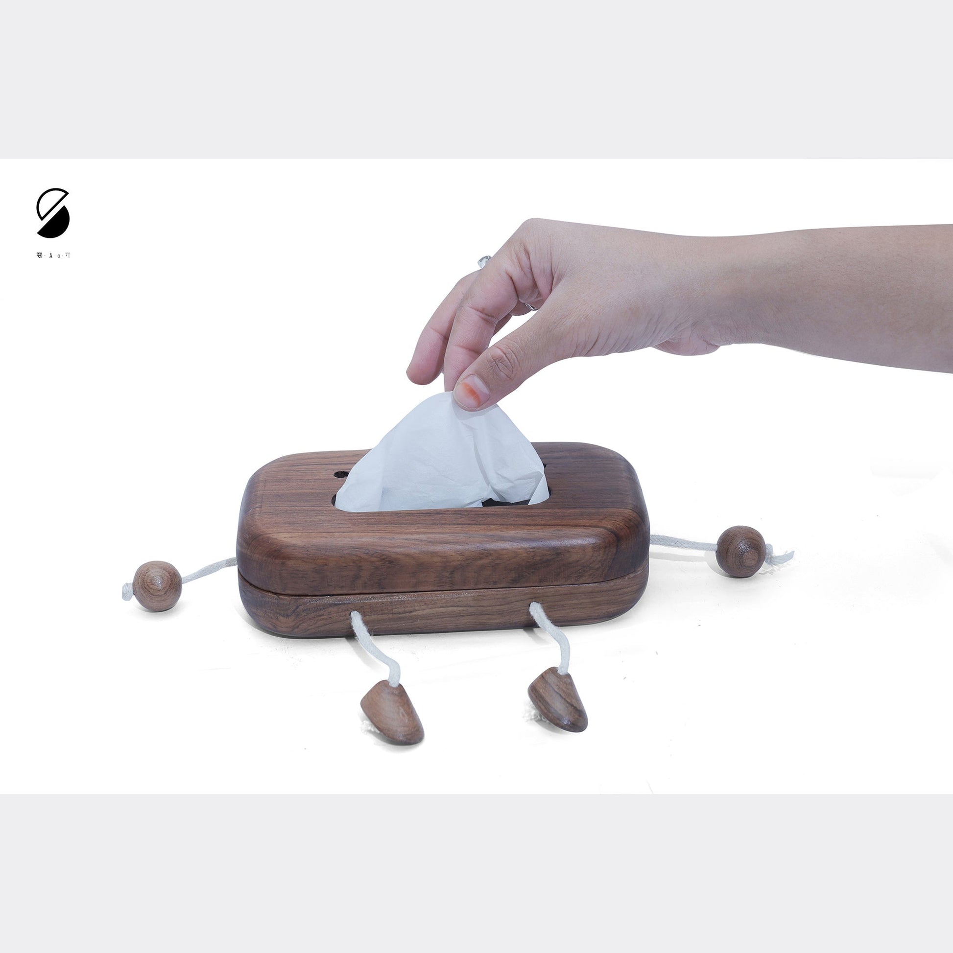 Brown - Handcrafted Wooden Robot Face Tissue Box