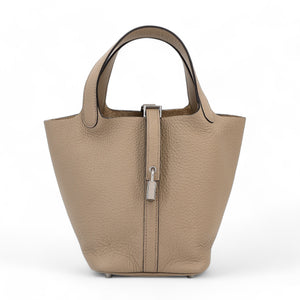 HERMÈS Picotin Lock PM Beige Marfa Clemence Palladium hardware