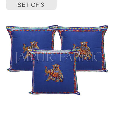 Blue Color Traditional Patch Work Cotton Cushion Cover