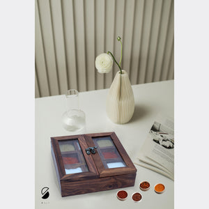 Brown - Handcrafted Wooden Spice Box