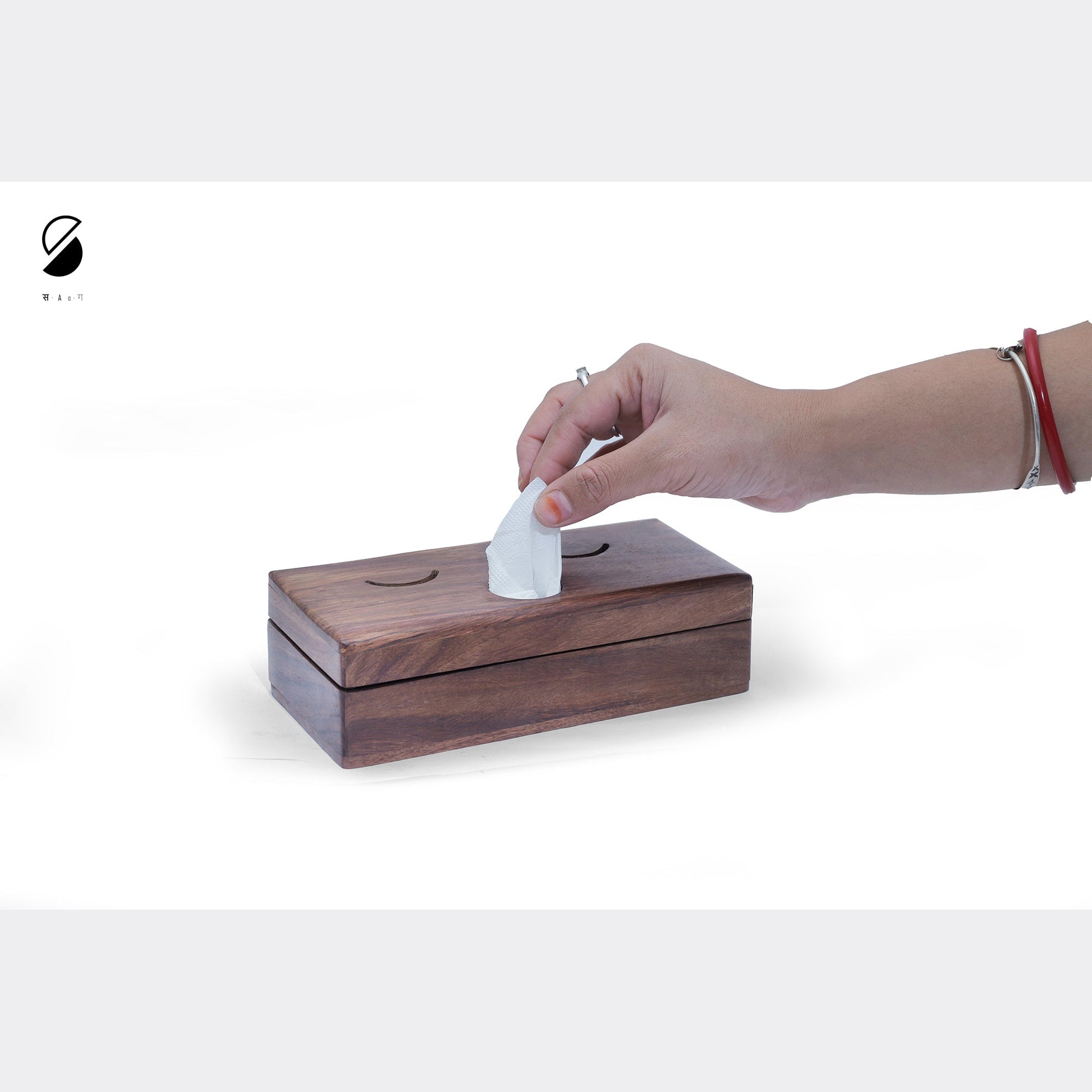 Brown - Handcrafted Wooden Double Side Tissue Box
