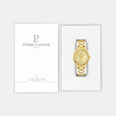 Galiera Women Quartz Gold Dial Analog Stainless Steel Watch 003L542