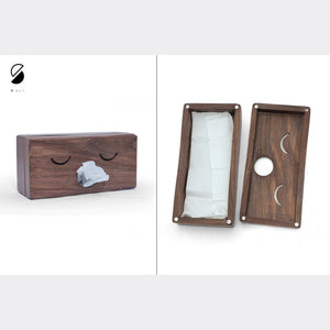 Brown - Handcrafted Wooden Double Side Tissue Box