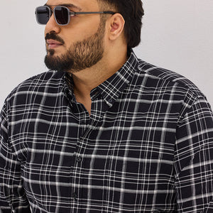 Charcoal Grey Checks Regular Fit Shirt