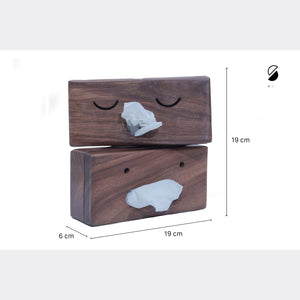 Brown - Handcrafted Wooden Double Side Tissue Box