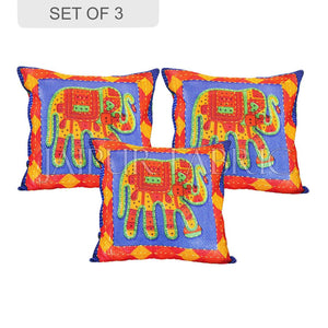 Blue Jaisalmer handmade Embroidery with Thread work Elephant Print Cushion cover