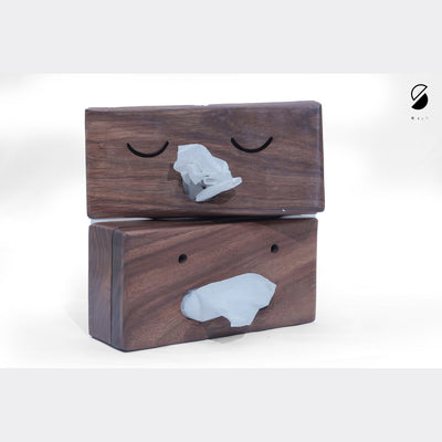 Brown - Handcrafted Wooden Double Side Tissue Box