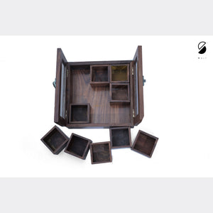 Brown - Handcrafted Wooden Spice Box