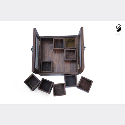 Brown - Handcrafted Wooden Spice Box