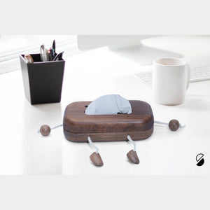 Brown - Handcrafted Wooden Robot Face Tissue Box