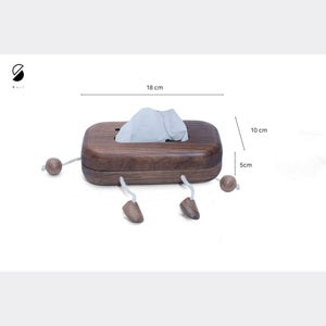 Brown - Handcrafted Wooden Robot Face Tissue Box