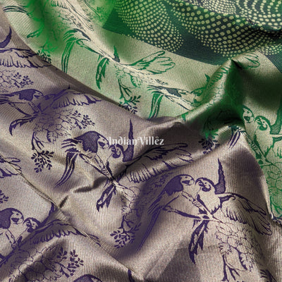 Bottle Green Forest Theme Pure Kanchipuram Silk Saree