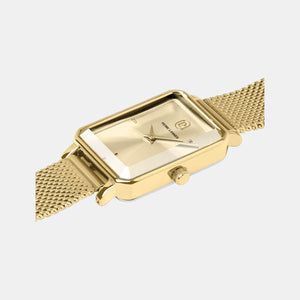 Ariane Women Quartz Gold Dial Analog Mesh Watch 006L542