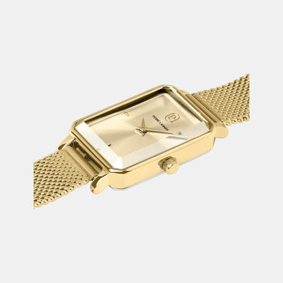 Ariane Women Quartz Gold Dial Analog Mesh Watch 006L542