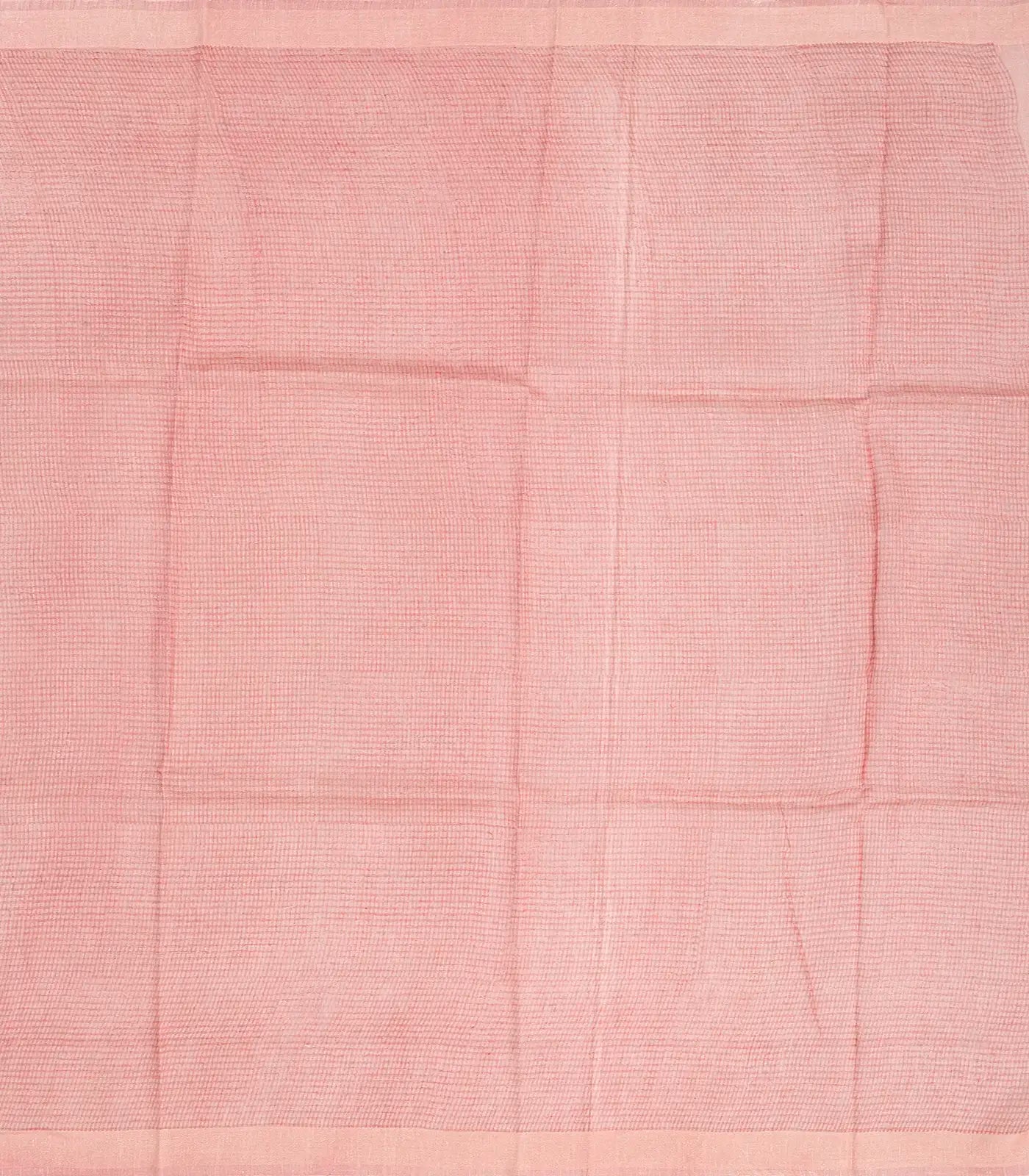 Dusty Pink Handwoven Linen Saree Printed With Floral Motifs In Border