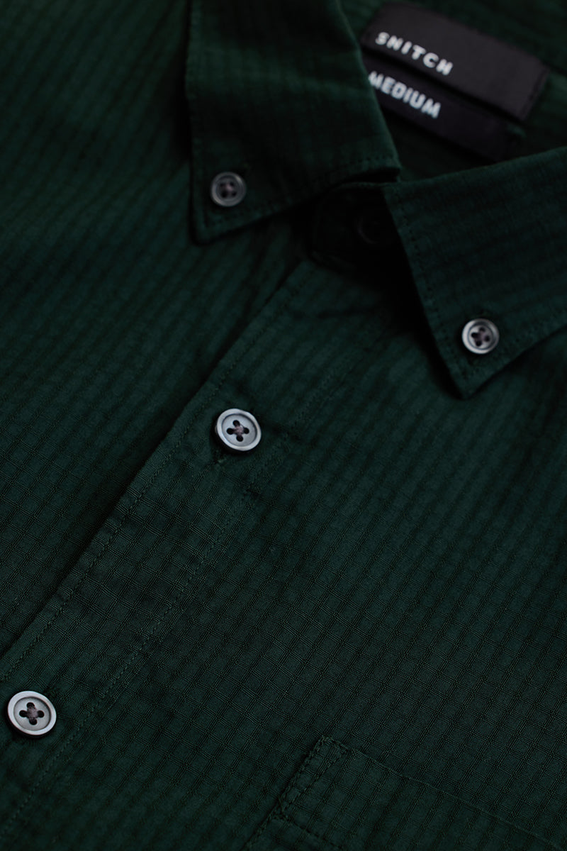 Dark Green Checks Slim Fit Shirt