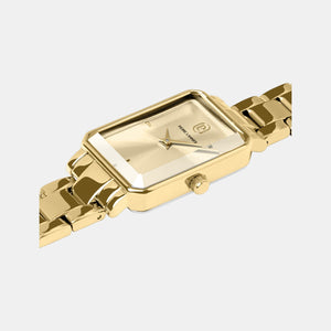 Ariane Women Quartz Gold Dial Analog Stainless Steel Watch 007J542