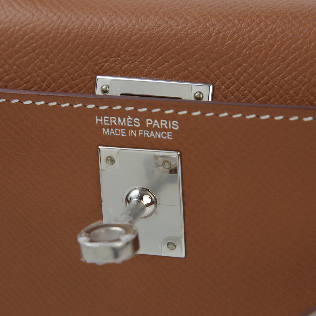 HERMES Mini Kelly II handbag in Gold Epsom leather with Palladium hardware