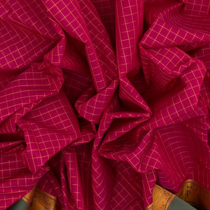 Pink Handloom Kanchi Cotton Saree With Green Border