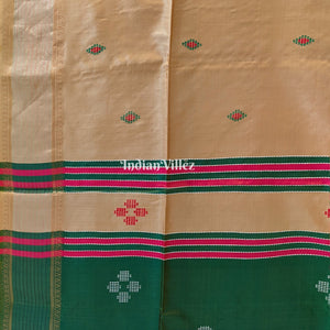 Rama Green with Chandan Color Handwoven Soft Silk Saree